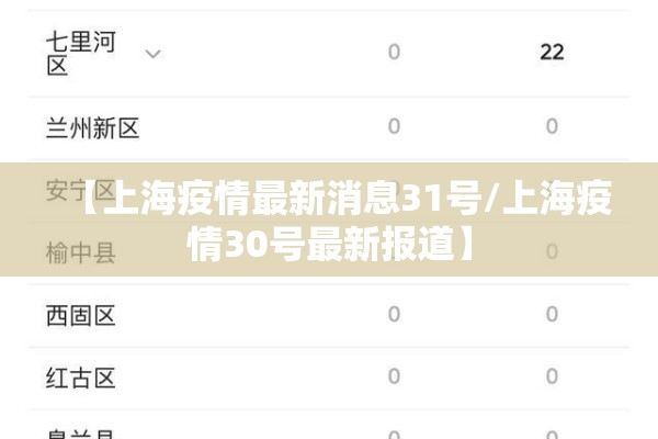 【上海疫情最新消息31号/上海疫情30号最新报道】 【上海疫情最新消息31号/上海疫情30号最新报道】