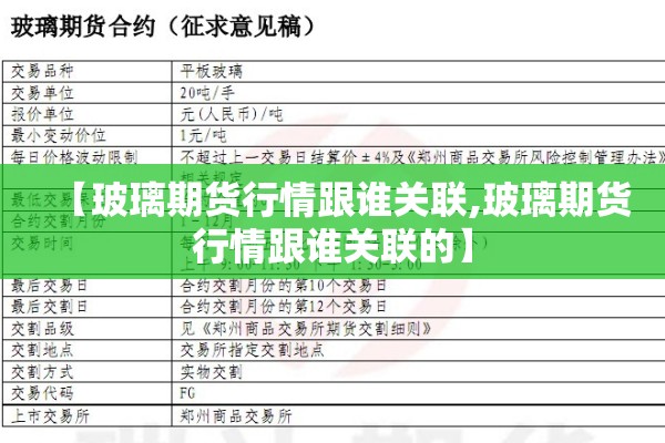 【玻璃期货行情跟谁关联,玻璃期货行情跟谁关联的】