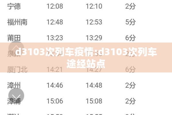 d3103次列车疫情:d3103次列车途经站点