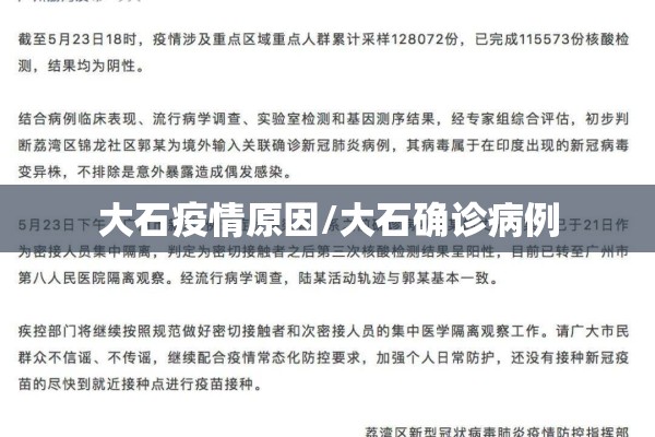 大石疫情原因/大石确诊病例