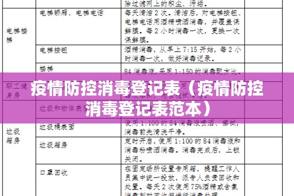 疫情防控消毒登记表（疫情防控消毒登记表范本）