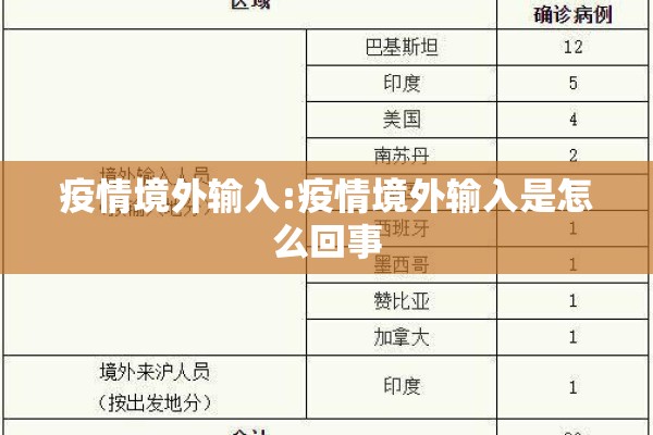 疫情境外输入:疫情境外输入是怎么回事