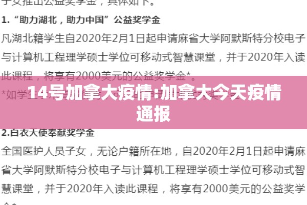 14号加拿大疫情:加拿大今天疫情通报