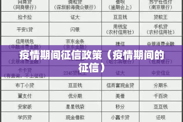 疫情期间征信政策（疫情期间的征信）