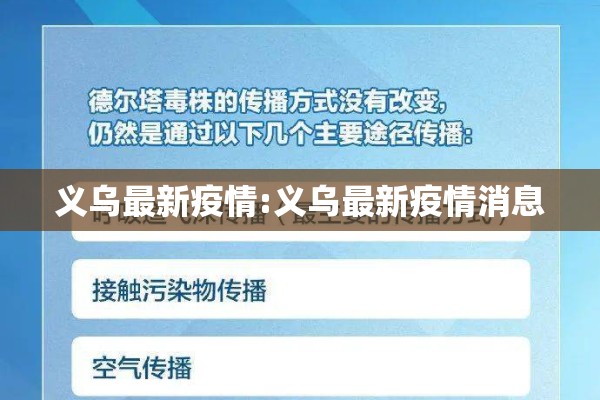 义乌最新疫情:义乌最新疫情消息 义乌最新疫情:义乌最新疫情消息