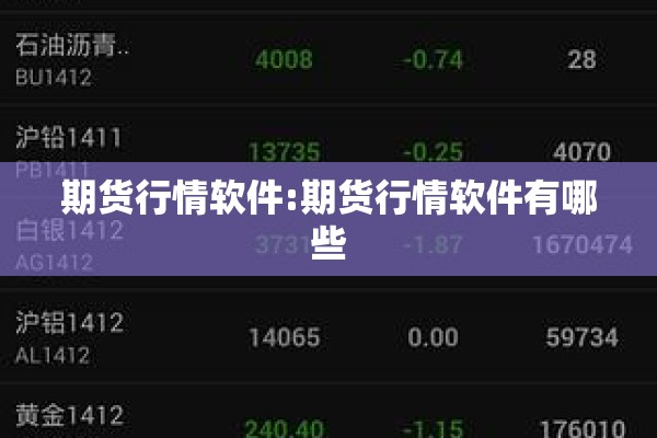 期货行情软件:期货行情软件有哪些