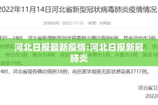 河北日报最新疫情:河北日报新冠肺炎