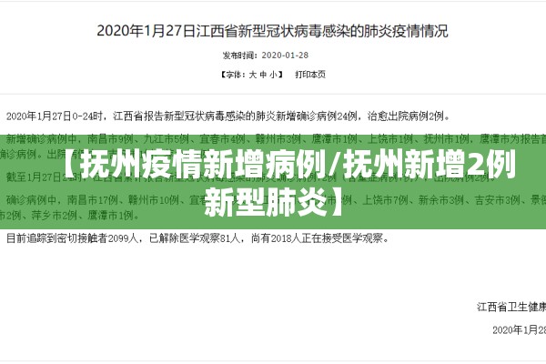 【抚州疫情新增病例/抚州新增2例新型肺炎】 【抚州疫情新增病例/抚州新增2例新型肺炎】