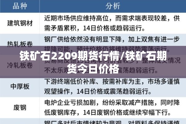 铁矿石2209期货行情/铁矿石期货今日价格 铁矿石2209期货行情/铁矿石期货今日价格