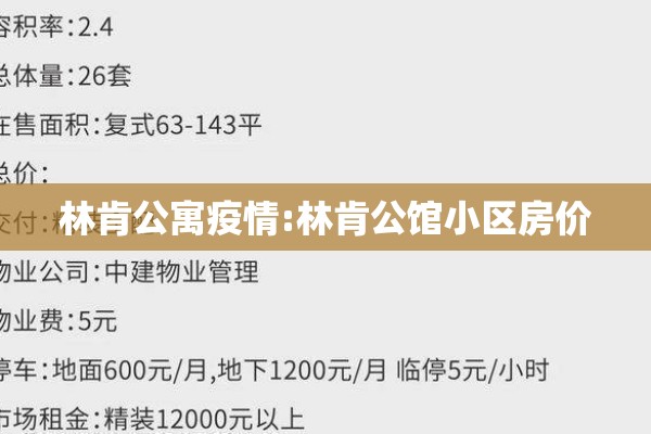 林肯公寓疫情:林肯公馆小区房价 林肯公寓疫情:林肯公馆小区房价