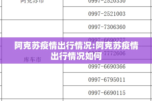 阿克苏疫情出行情况:阿克苏疫情出行情况如何 阿克苏疫情出行情况:阿克苏疫情出行情况如何