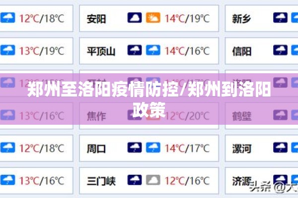 郑州至洛阳疫情防控/郑州到洛阳政策 郑州至洛阳疫情防控/郑州到洛阳政策