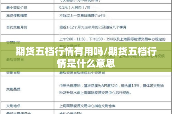 期货五档行情有用吗/期货五档行情是什么意思 期货五档行情有用吗/期货五档行情是什么意思