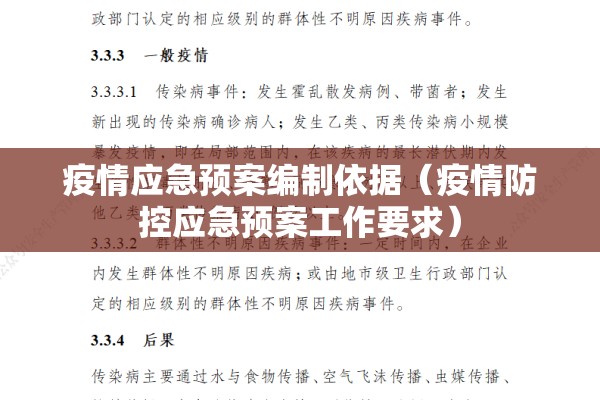 疫情应急预案编制依据（疫情防控应急预案工作要求）