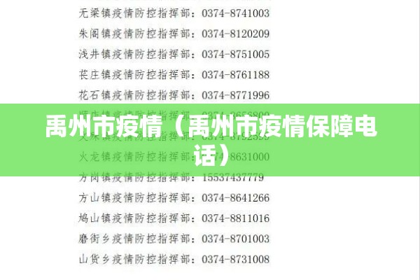 禹州市疫情（禹州市疫情保障电话）