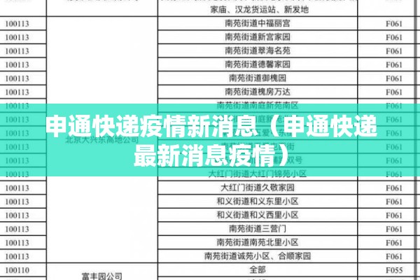 申通快递疫情新消息(申通快递最新消息疫情) 申通快递疫情新消息(申通快递最新消息疫情)
