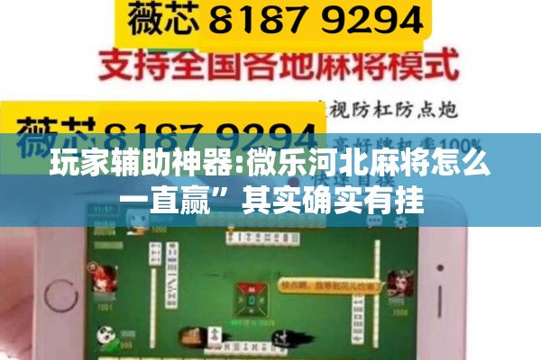 玩家辅助神器:微乐河北麻将怎么一直赢	”其实确实有挂