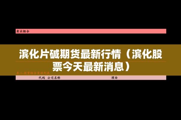 滨化片碱期货最新行情（滨化股票今天最新消息）