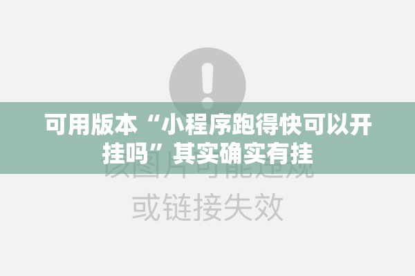 可用版本“小程序跑得快可以开挂吗”其实确实有挂