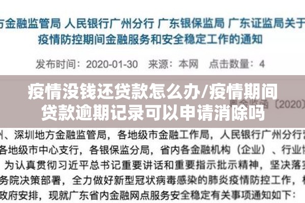 疫情没钱还贷款怎么办/疫情期间贷款逾期记录可以申请消除吗