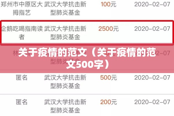 关于疫情的范文（关于疫情的范文500字）
