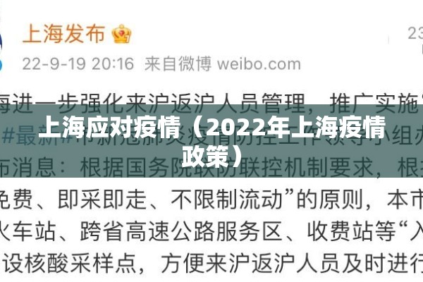 上海应对疫情（2022年上海疫情政策）