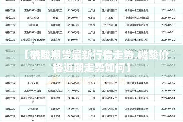 【磷酸期货最新行情走势,磷酸价格近期走势如何】 【磷酸期货最新行情走势,磷酸价格近期走势如何】