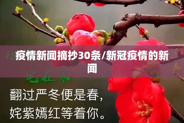 疫情新闻摘抄30条/新冠疫情的新闻