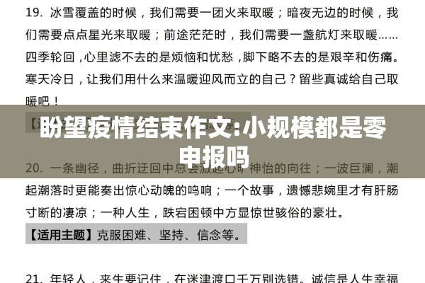 盼望疫情结束作文:小规模都是零申报吗