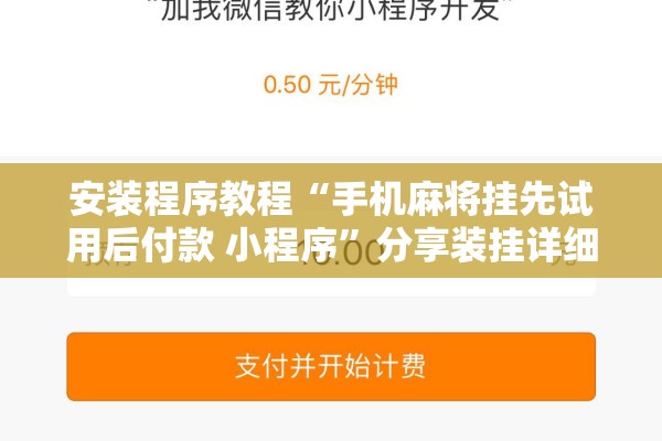 安装程序教程“手机麻将挂先试用后付款 小程序”分享装挂详细步骤