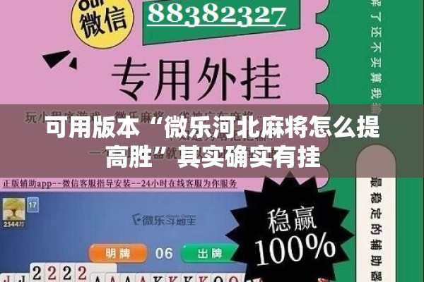 可用版本“微乐河北麻将怎么提高胜	”其实确实有挂