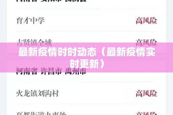 最新疫情时时动态（最新疫情实时更新）