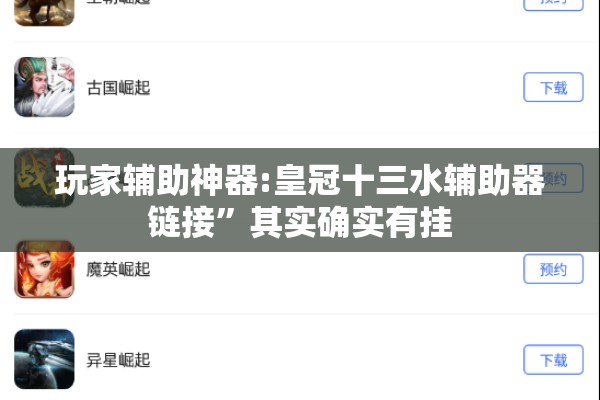 玩家辅助神器:皇冠十三水辅助器链接	”其实确实有挂