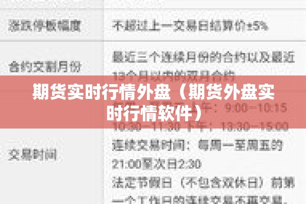 期货实时行情外盘(期货外盘实时行情软件) 期货实时行情外盘(期货外盘实时行情软件)