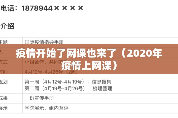 疫情开始了网课也来了（2020年疫情上网课）