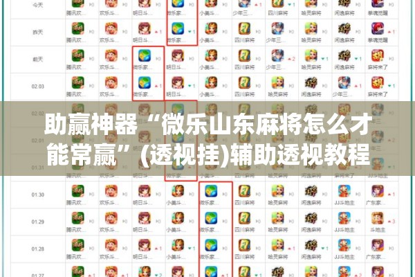 助赢神器“微乐山东麻将怎么才能常赢”(透视挂)辅助透视教程