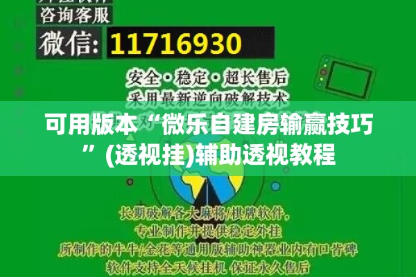 可用版本“微乐自建房输赢技巧”(透视挂)辅助透视教程