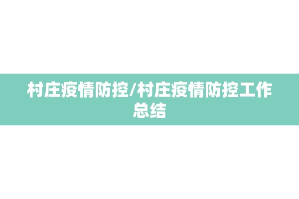 村庄疫情防控/村庄疫情防控工作总结