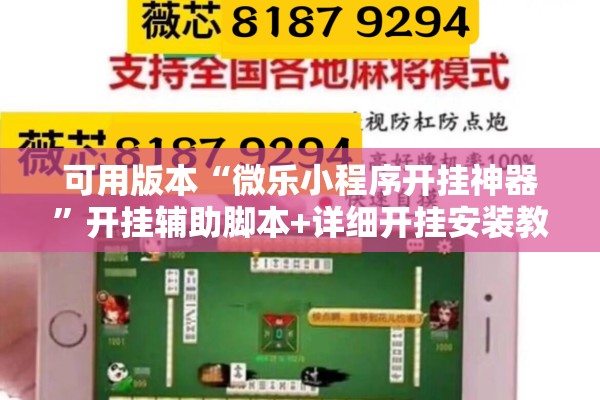 可用版本“微乐小程序开挂神器”开挂辅助脚本+详细开挂安装教程