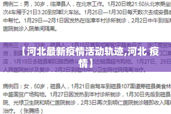 【河北最新疫情活动轨迹,河北 疫情】