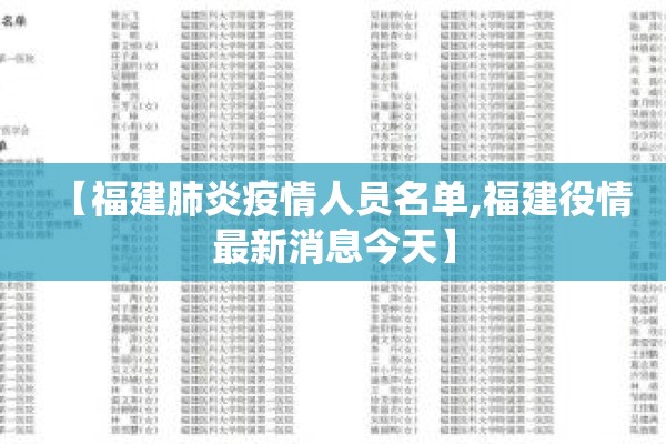 【福建肺炎疫情人员名单,福建役情最新消息今天】