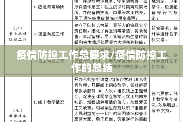 疫情防控工作总要求/疫情防控工作的总结