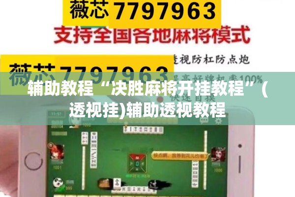 辅助教程“决胜麻将开挂教程”(透视挂)辅助透视教程